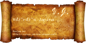 Vörös Janina névjegykártya